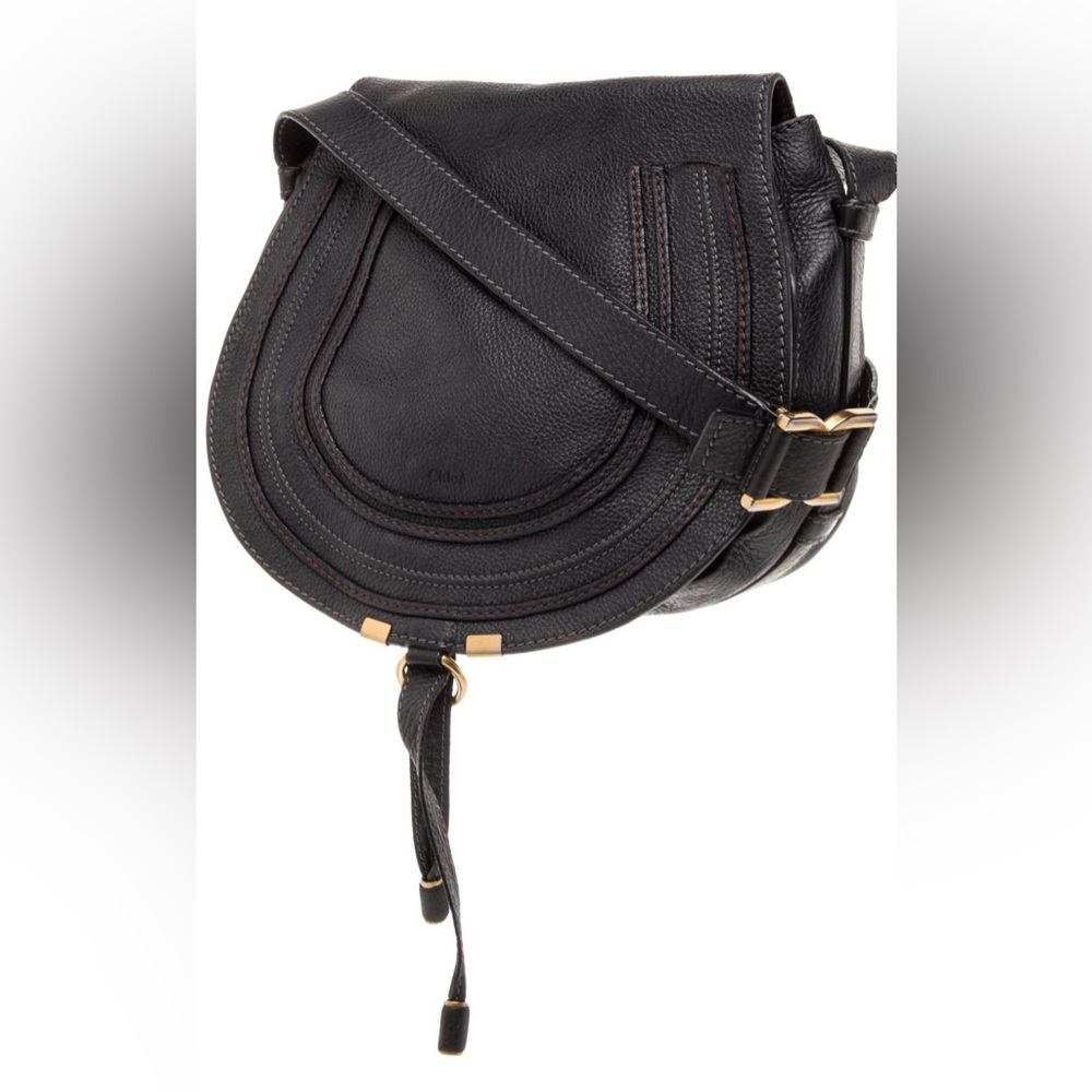 Chloe Large Marcie Black Leather Crossbody Bag - Picture 2 of 5
